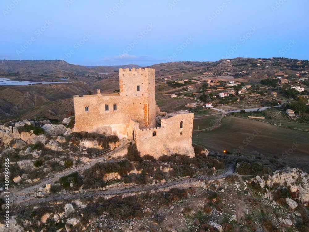 Chiaramonte medieval castle 
old fortress 
Sicily
Photo drone