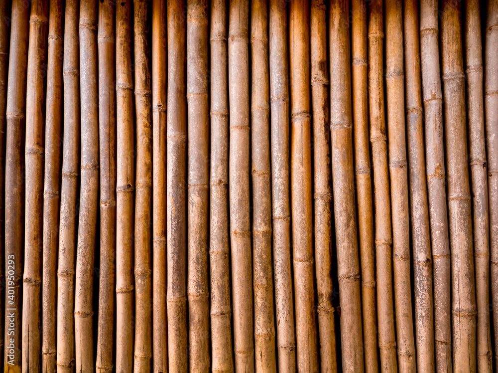 Fototapeta premium Texture of wall decorating the set of bamboo