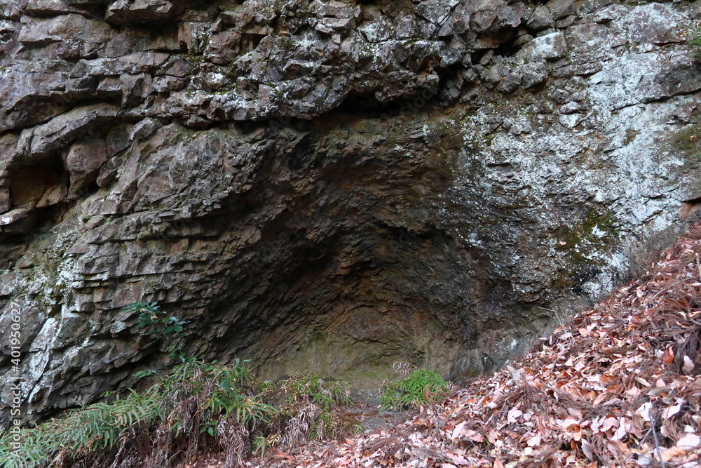 A large depression of a huge rock found on a mountain trail / 登山道で見つけた巨岩の大きな窪み