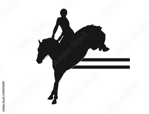 Equestrian show jumping, horse riding themed silhouette