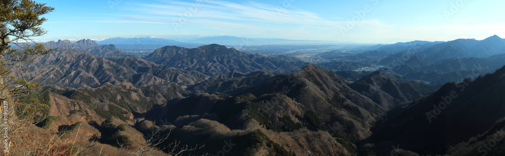 View from the summit of 100 famous mountains of Gunma and Mt. Shikadake (late autumn / early winter) (panorama) ぐんま百名山・鹿岳山頂からの展望 (晩秋/初冬)(パノラマ) View from the summit of 100 famous mountains of Gunma and Mt. Shikadake (late autumn / early winter) (panorama) ぐんま百名山・鹿岳山頂からの展望 (晩秋/初冬)(パノラマ)
