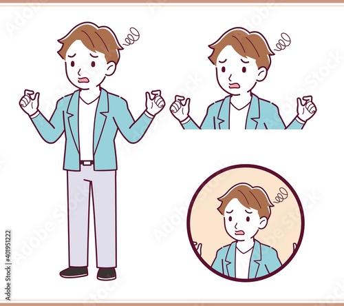 Brown-haired man in blue jacket