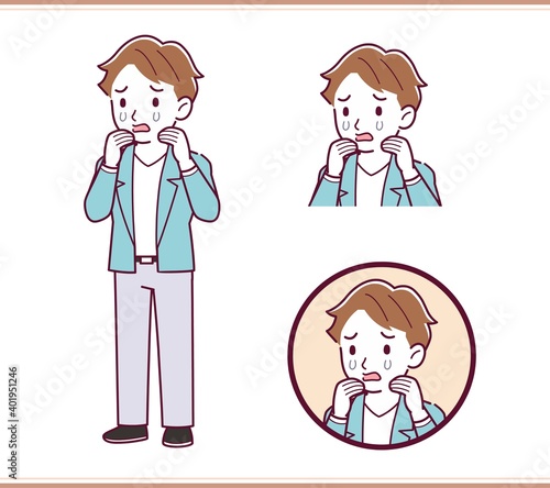 Brown-haired man in blue jacket