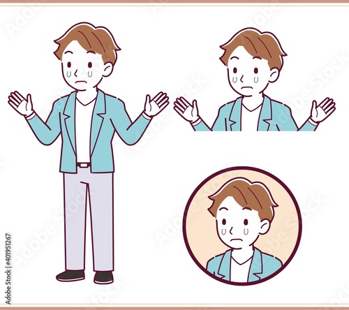 Brown-haired man in blue jacket