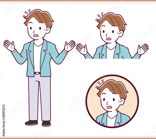 Brown-haired man in blue jacket