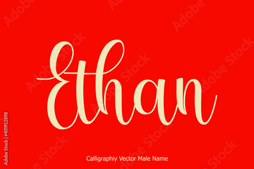 Ethan Male Name in Cursive Typescript Typography Text photo