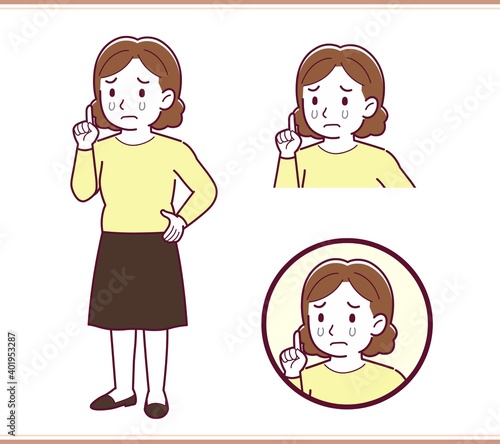 Plump woman in yellow clothes