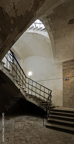 Stairs to catacombs of an ancient chateau