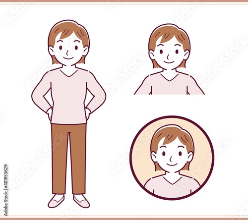 ピンクの服を着た若い女性