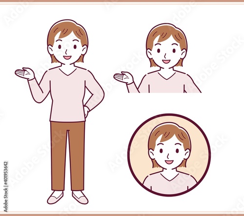 ピンクの服を着た若い女性