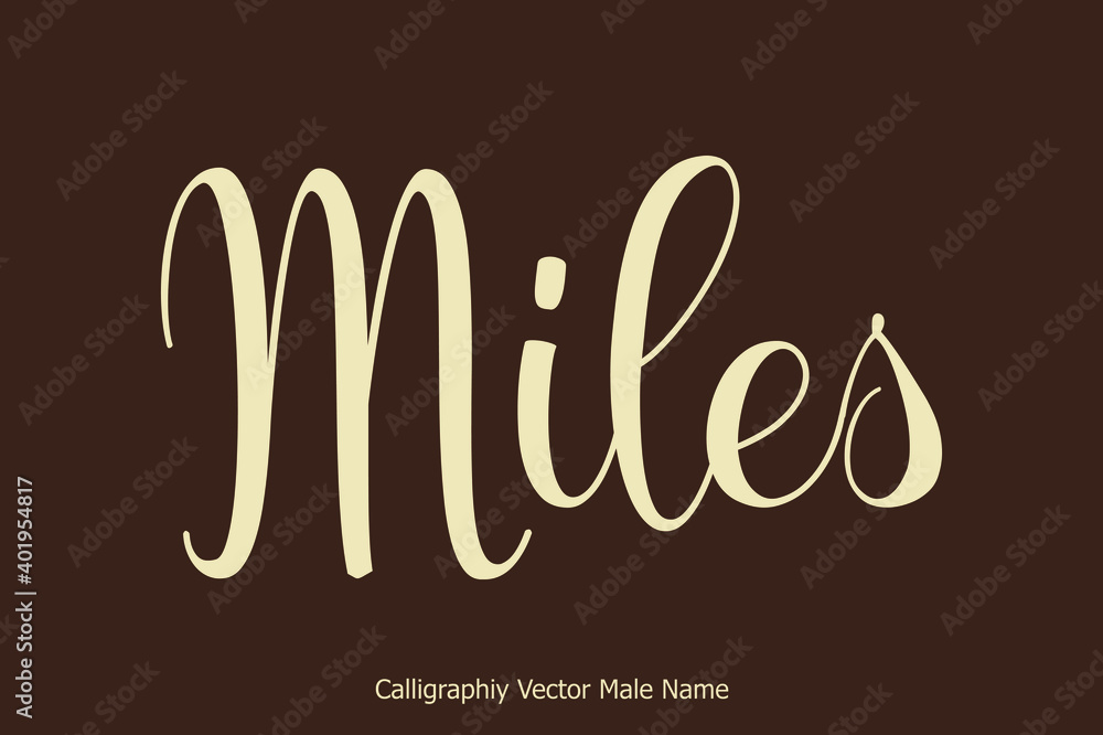 Miles-Male Name Cursive Calligraphy Text on Brown Background Miles-Male Name Cursive Calligraphy Text on Brown Background