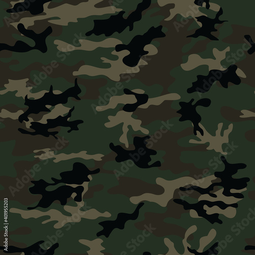 Green dark vector camouflage pattern seamless.