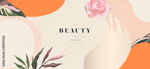 Abstract floral contemporary organic shapes background. Minimalist aesthetic.