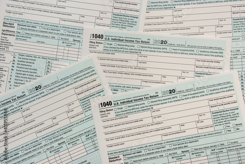 US 1040 individual income tax return form. paperwork