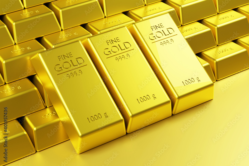Stack of Fine Gold bars wealthy concept ,3d rendering,illustration Stack of Fine Gold bars wealthy concept ,3d rendering,illustration