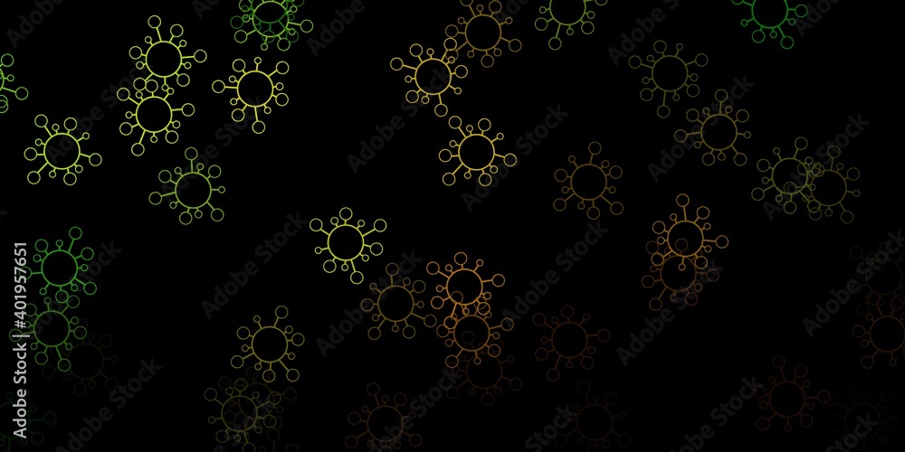 Dark green, yellow vector texture with disease symbols. Dark green, yellow vector texture with disease symbols.