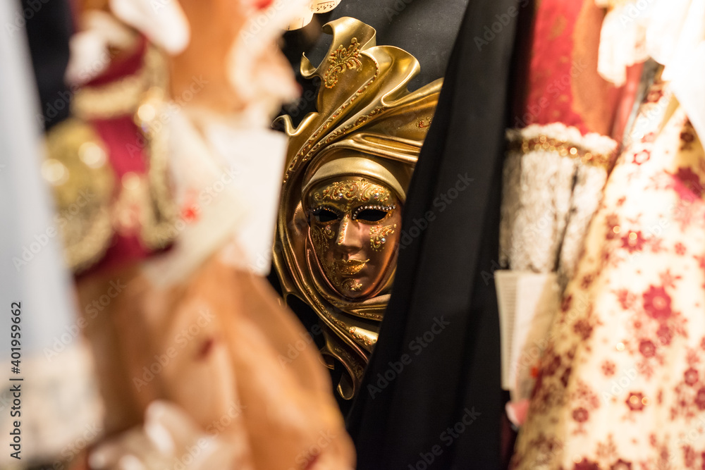 Venice, Italy - February 17, 2020: Venice carnival mask