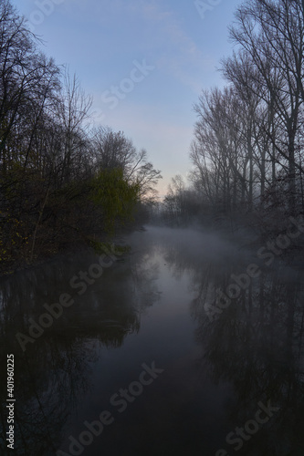 Foggy Morning Landscape and water