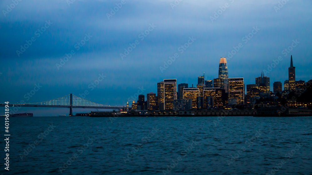 San Francisco at night postal view 