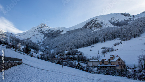 Small village in a snowy mountain, Picos de Europa © Miguel 