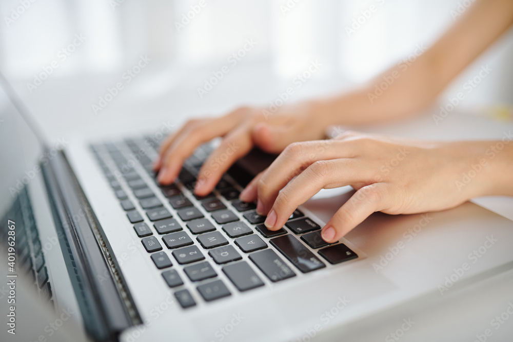Close-up image of entrepreneur or student working on laptop from home office due to covid-19 pandemic Close-up image of entrepreneur or student working on laptop from home office due to covid-19 pandemic
