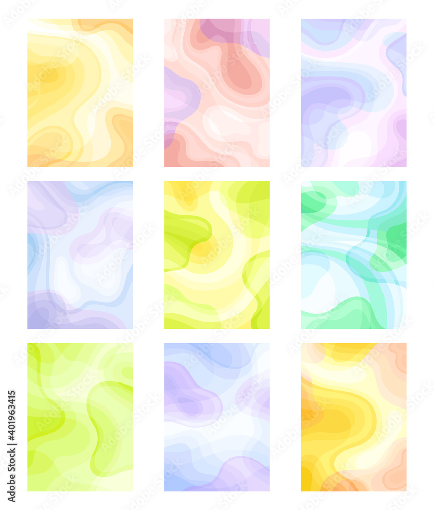 Abstract Fluid Creative Card Templates with Dynamic Shapes Vector Set