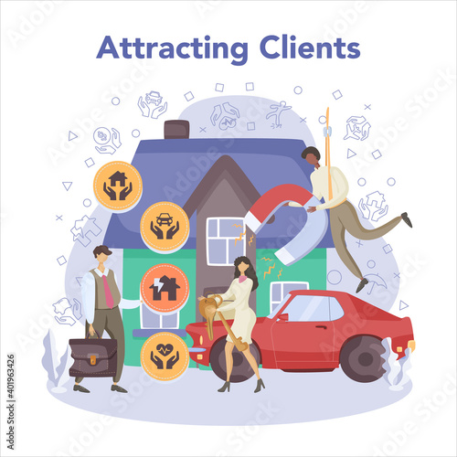 Insurance agent concept. Idea of security and protection of property