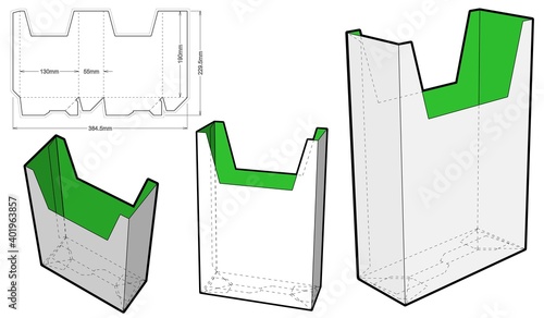 Document storage box and die cut template. The .eps file is full scale and fully functional. Prepared for real cardboard production.