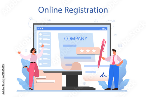 New company registration online service or platform. Business