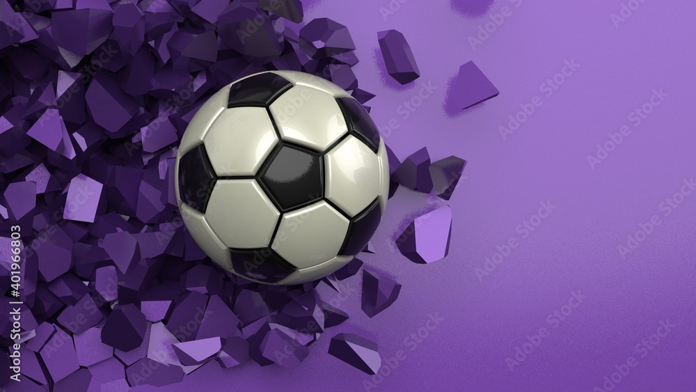 Fototapeta premium Soccer ball with Particles under Black Background. 3D sketch design and illustration. 3D CG. 3D high quality rendering.