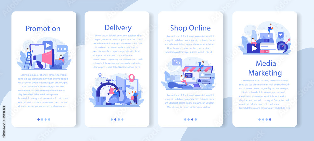 Interaction with a customer mobile application banner set. Marketing technique