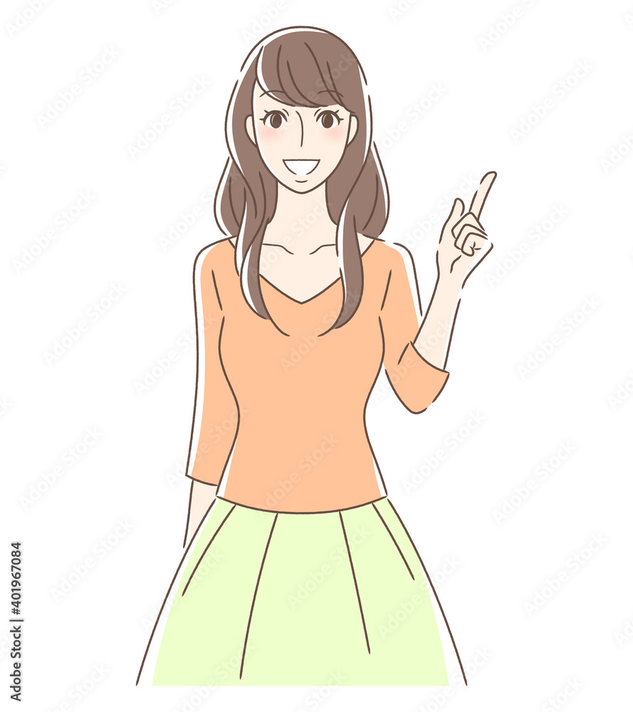 指を差す女性