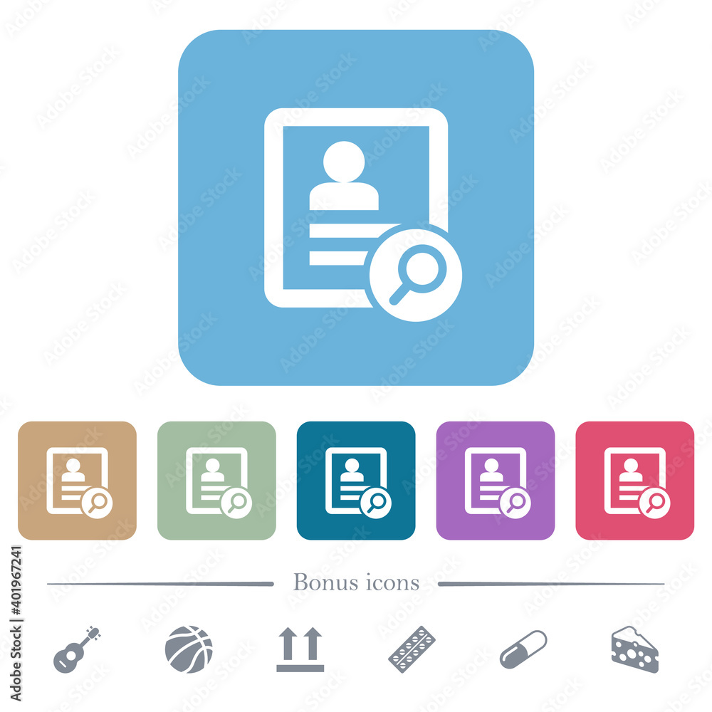 Find contact flat icons on color rounded square backgrounds Find contact flat icons on color rounded square backgrounds