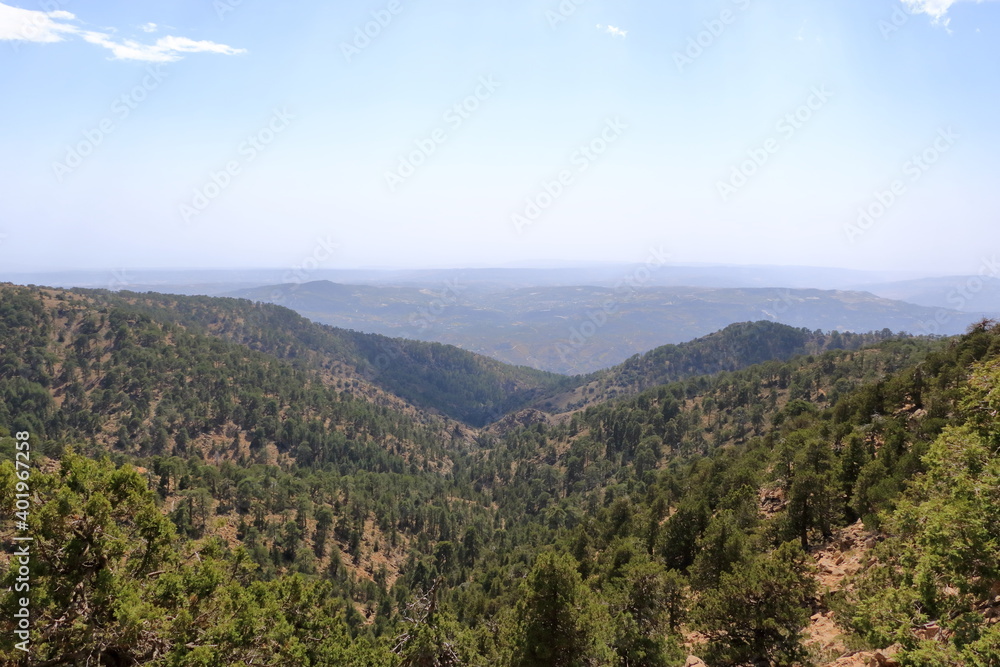 Troodos mountains in Cyprus, close to Mount Olympus, popular for area for tourists, hikes, and quads