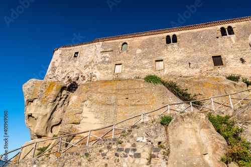 фотографія Low angle view of Lauria Castle in Castiglione di Sicilia, Italy