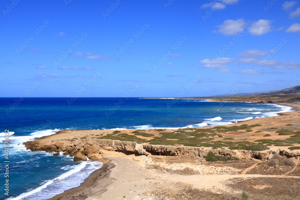 panoramic view to the Crystal water on Lara beach near Paphos, Cyprus