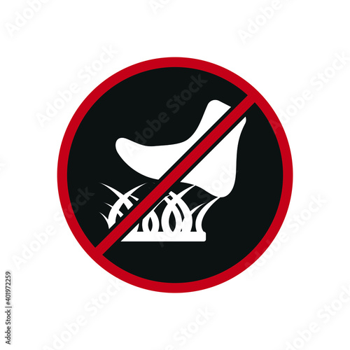 Vector image. Keep off the grass icon.