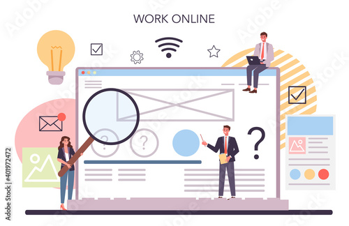 Website prototyping online service or platform. Web page modeling