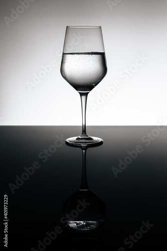 wine glass filled with sparkling water