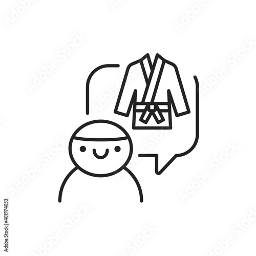 Children's aikido school color line icon. Pictogram for web page, mobile app, promo.