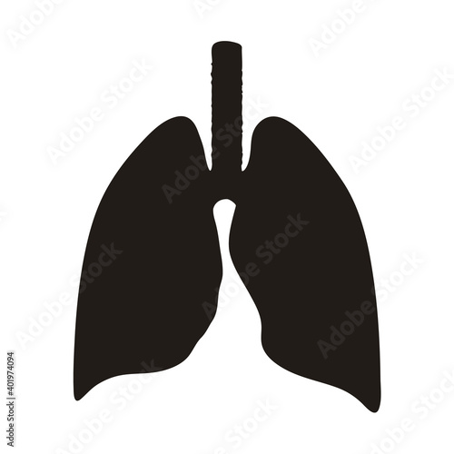 Lungs Silhouette. Internal Organs of the Human. Anatomy, Medicine Concept. Healthcare. Isolated on White Background. Vector Illustration