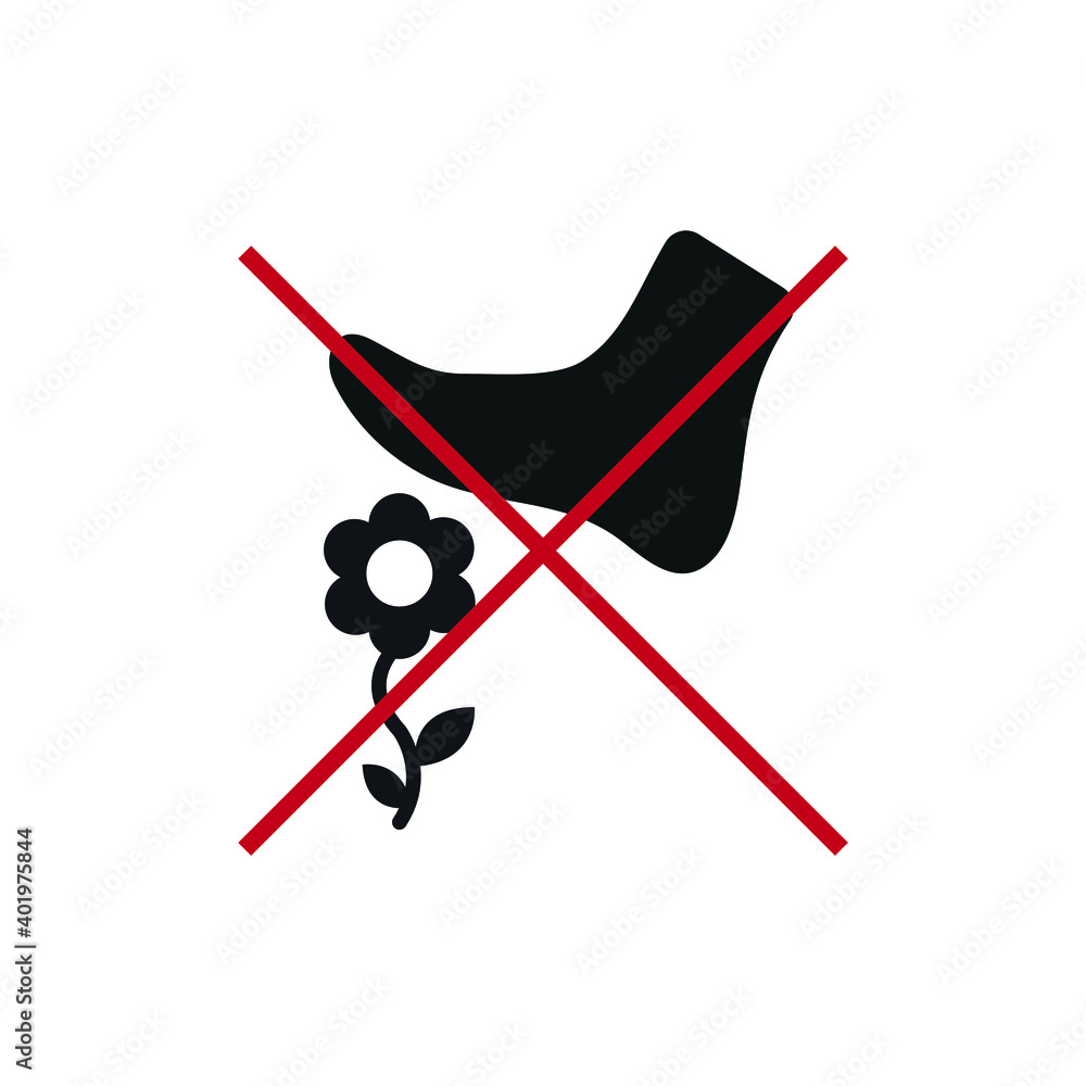 Vector image. Icon do not step on the flowers. Vector image. Icon do not step on the flowers.
