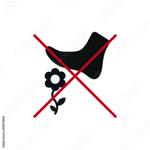 Vector image. Icon do not step on the flowers.