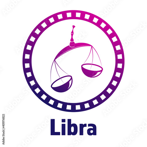 Dark colour zodiac sign silhouette of Libra depicting Scales as a symbol of justice. Illustration of an astrology sign. Vector icon
