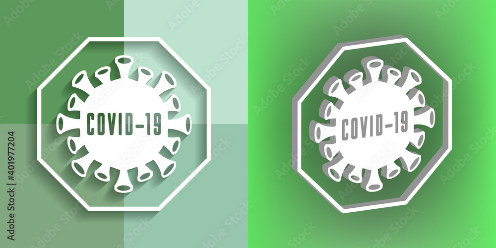 3d white icons in the style of coronavirus covid-19 with shadows. EPS10