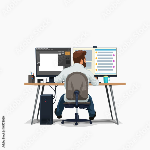 male designer at work sitting at desk