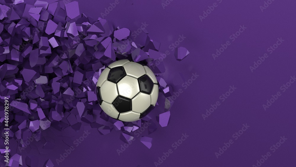 Obraz premium Soccer ball with Particles under Black Background. 3D sketch design and illustration. 3D high quality rendering.