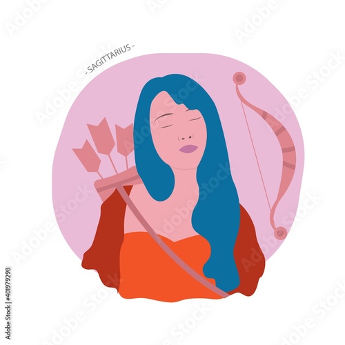 Sagittarius zodiac sign character portrait illustration.