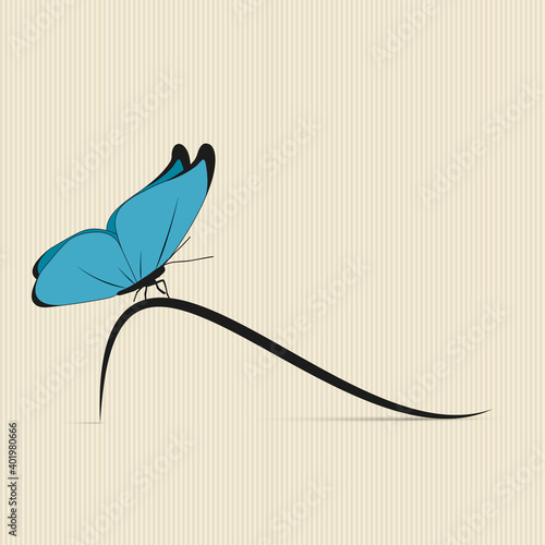 Papillon sur courbe-fond texturé