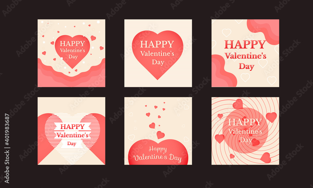 Valentines day for Social Media post collection with heart concept.